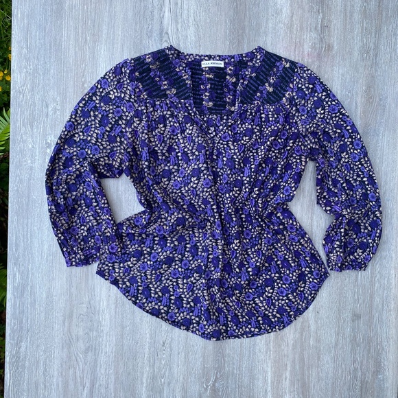 Ulla Johnson Purple Peasant Blouse Sz 6 Floral Cottagecore Boho Whimsygoth - Picture 3 of 15